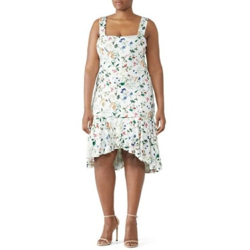 Alexia Admor Dress Women’s 14 Colorful Floral Ruffle‎ Flutter High Low Hem Tank